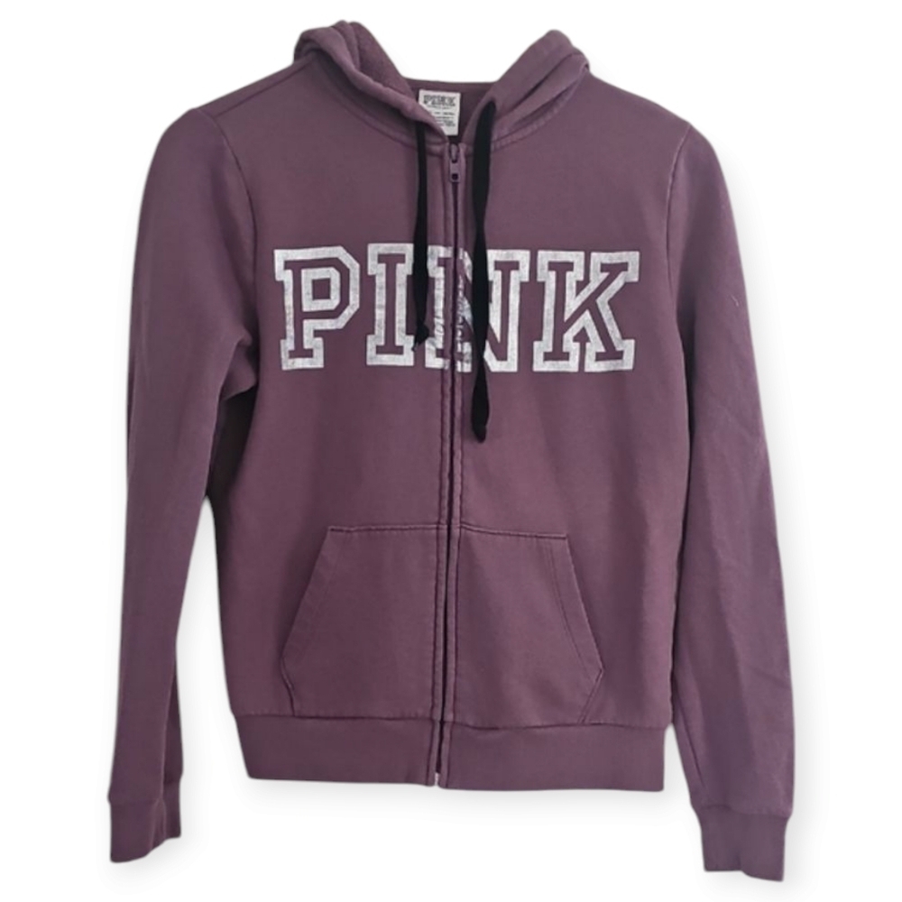 Victoria's Secret Pink LOGO Purple Zip-up Hoodie Size XS
